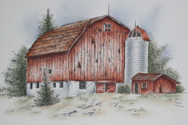 Susan Barnett-Jamieson  'Barn', created in 2008, Original Painting Oil.