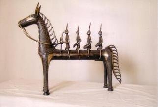 Sushil Sakhuja: 'Horse with 4 riders', 2008 Bronze Sculpture, Ethnic. village story horse with 4 riders...
