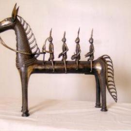 Sushil Sakhuja: 'Horse with 4 riders', 2008 Bronze Sculpture, Ethnic. Artist Description: village story horse with 4 riders...