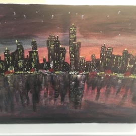 Sushree Choudhary: 'city lights', 2017 Acrylic Painting, Cityscape. Artist Description: I did this from a photo. ...