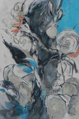 Suzanne Caron: 'Inner Landscape Revealed', 2015 Mixed Media, Abstract. acrylic, tissue paper, graphite abstract, Exhibition Un tour du chapeau, MusA(c)e Vaudreuil, 2015 ...