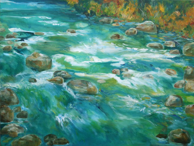 Artist Suzanne Caron. 'The River' Artwork Image, Created in 2010, Original Mixed Media. #art #artist