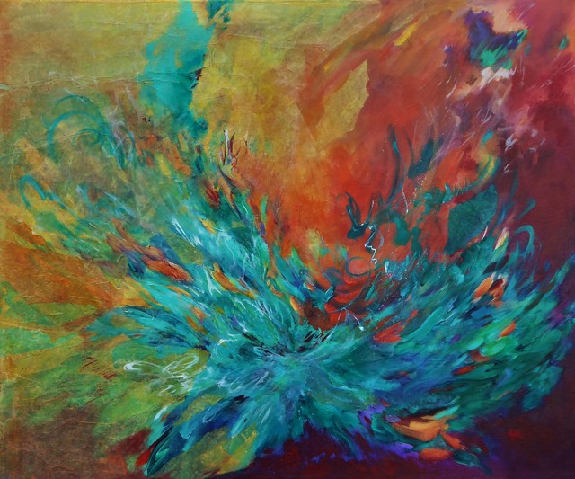 Suzanne Caron  'Dancing Colour', created in 2018, Original Mixed Media.