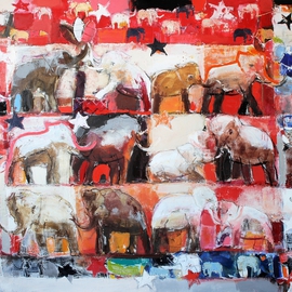 Svetlin Nenov: 'Circus Elephants', 2010 Oil Painting, Abstract Figurative. 