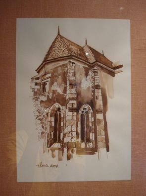 Iuliana Sava: 'Castle of Iancu ', 2008 Pen Drawing, Other.  Work ink on paper, original, size 21 x 29 cm  ...