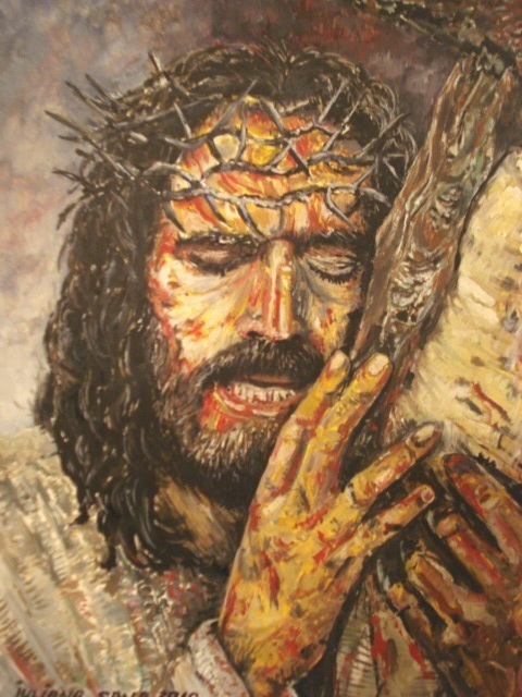 Artist Iuliana Sava. 'Jesus Taking The Cross' Artwork Image, Created in 2010, Original Painting Oil. #art #artist