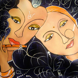 Rajni Ayapilla: 'RADHA  AND KRISHNA', 2014 Acrylic Painting, Religious. Artist Description:  Radha krishna Painting, Acrylic painting, Krishna and radha in love, Radha krishna saga ...