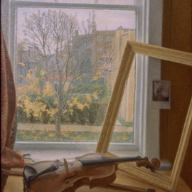Sofia Wyshkind: 'Autumn in the City', 1982 Oil Painting, Meditation. 