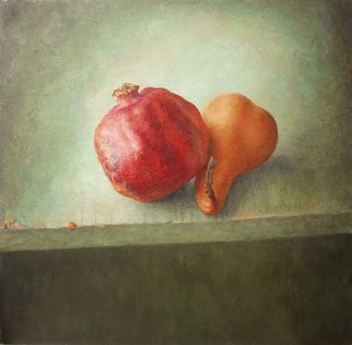 Sofia Wyshkind: 'Lime light Pomegranate and Pear', 1999 Oil Painting, Conceptual.    Two actors on the stage  ...