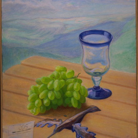 Sofia Wyshkind: 'the Bird', 1992 Oil Painting, Birds. Artist Description:   The grape and the bird ...