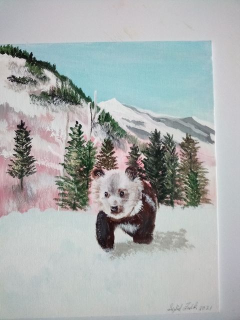 Sybil Fulk  'Grizzly Bear Cub', created in 2021, Original Painting Acrylic.