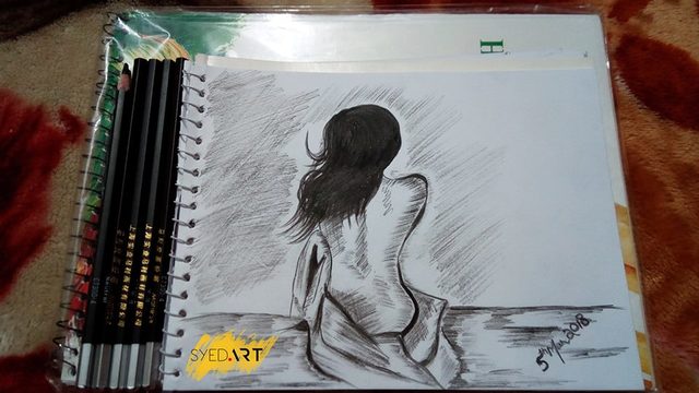 Syed Waqas  Saghir  'Nude Girl Sketch', created in 2018, Original Drawing Charcoal.