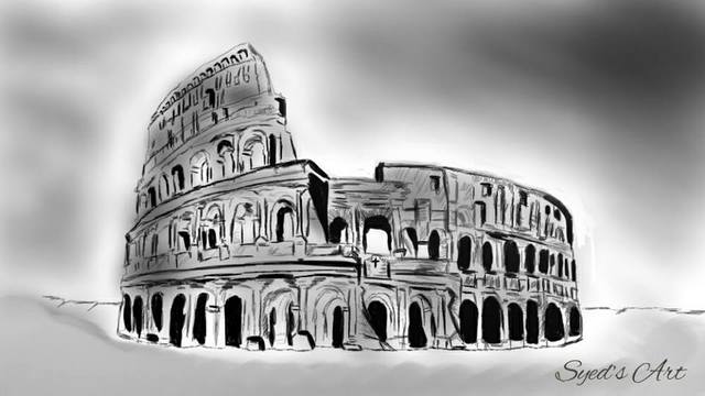 Artist Syed Waqas  Saghir. 'Rome Digital Sketch' Artwork Image, Created in 2018, Original Drawing Charcoal. #art #artist