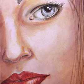 Sylvia Kula: 'Red Lipstick', 2007 Acrylic Painting, Portrait. Artist Description:  Original painting, acrylic on canvas, signed, size 210x300mm, 17mm deep. NOT FOR SALE. 21. 0 ...