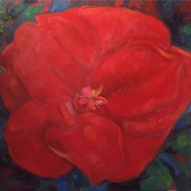 Takai Shiou: 'red flower', 2017 Oil Painting, Floral. 