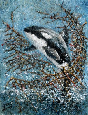 Tal Dvir: 'Break Free', 2015 Oil Painting, Animals.     figure, oil, canvas, birds, whale, ocean   ...
