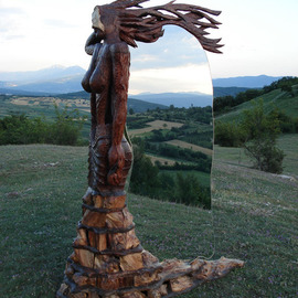 Tosic Aleksandar: 'blu eyed girl', 2007 Wood Sculpture, Figurative. 