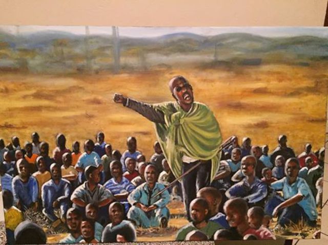 Piet Mashita  'Marikana Hill', created in 2015, Original Painting Oil.