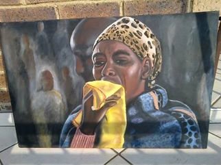 Piet Mashita: 'Marikana Widow', 2015 Oil Painting, Political.   Marikana widows ...