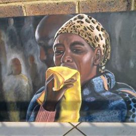 Piet Mashita Artwork Marikana Widow, 2015 Oil Painting, Political