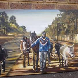 Piet Mashita Artwork Village Boy, 2015 Oil Painting, Political