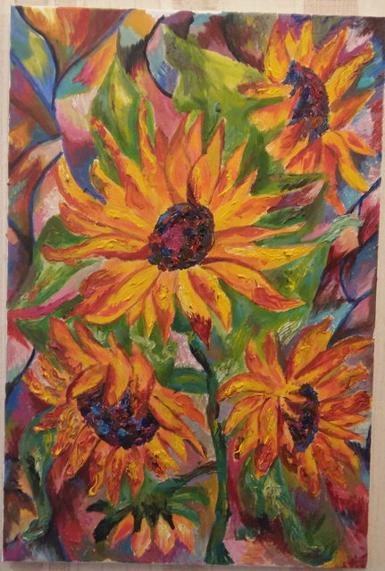 Artist Tamara Black. 'Sunflowers' Artwork Image, Created in 2017, Original Painting Oil. #art #artist
