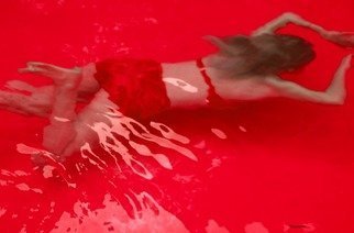 Tamarra Richards: 'red femme swims', 2018 Photography, People. red, person, woman, youth, pool, swimming pool, abstract, water, wet, swimsuit, female, human being, people, summertime, sport, blonde, film photograph, color photography, photography, ...