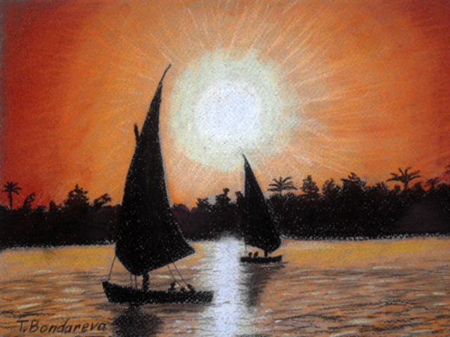 Tatyana Bondareva  'Nile Sunset', created in 2011, Original Painting Other.