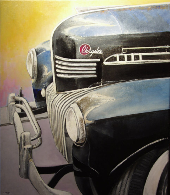 Tomas Castano  'Old Chrysler', created in 2008, Original Painting Oil.