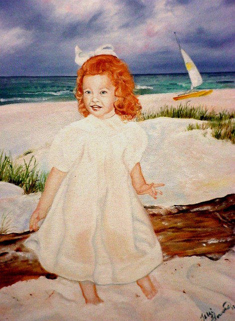 Terri Flowers  'Allens Redhead Girl On Beach', created in 2008, Original Painting Other.