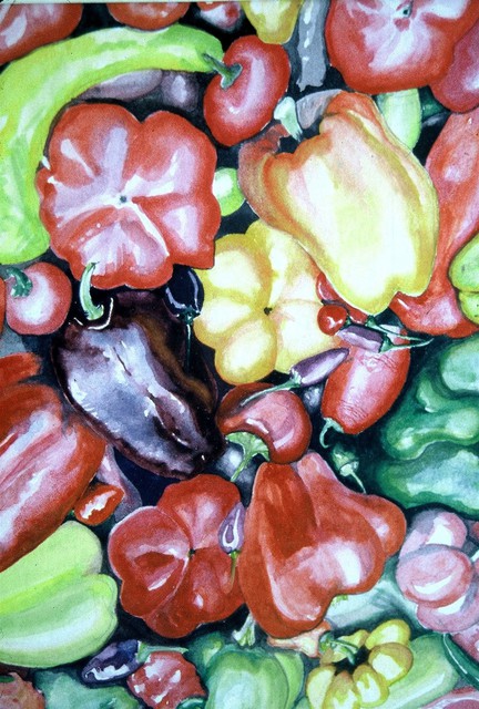 Terri Flowers  'Peppers In Color', created in 1986, Original Painting Other.
