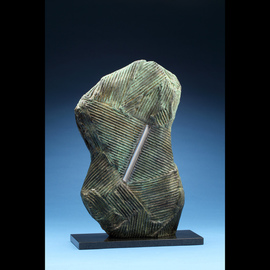 Ted Schaal: 'Configuration', 2010 Bronze Sculpture, Abstract Figurative. Artist Description:  Bronze combined with polished stainless passage way invites study.  This sculpture received a merit award from the Sculpture at the River Market Show and Sale. ...