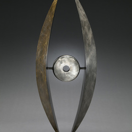 Ted Schaal: 'Eclipse', 2011 Mixed Media Sculpture, Landscape. Artist Description:  Bronze and stainless steel contemporary abstract inspired by the astronomical phenomena on an eclipse.  This piece recently won second place at the Lone Tree Art Exhibition.  I have 2 left in the edition and have to be cast.  Add this sculpture to you watch list and you be ...