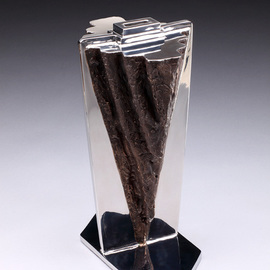 Ted Schaal: 'Nexus', 2009 Mixed Media Sculpture, nature. Artist Description:  Bronze and Stainless Steel vessel form inspired by the coming together of a stalagmite and a stalactite.  ...