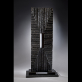 Ted Schaal: 'Passage', 2012 Mixed Media Sculpture, Minimalism. Artist Description:  A mirror polished stainless steel passage pierces a bronze monolithic form creating a very cool effect.  I will have to cast the last one of the edition.  Allow 8- 12 weeks for delivery. ...