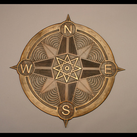 Ted Schaal: 'compass rose with solstice markers', 2004 Bronze Sculpture, Astronomy. Artist Description:  Compass rose with Four solstice markers.  Includes hardware for setting in concrete or mounting to stone.  elevations and installation options provided upon request.  Only 16 left in the edition.  Please allow 4 months for delivery. ...