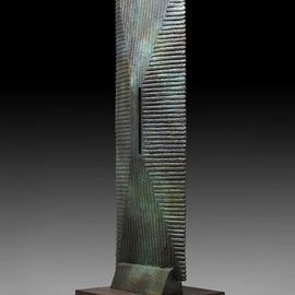 Ted Schaal: 'passage', 2017 Bronze Sculpture, Abstract. Artist Description: This six foot tall monolithic bronze and stainless steel sculpture was inspired by hiking in the deserts of the South West.  When exploring slot canyons often times you think you are seeing though to the end of the canyon only to find out that you have been fooled.  ...