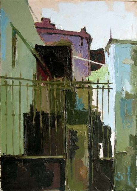 Giorgi Kartvelishvili  'Yard In Tbilisi', created in 2010, Original Painting Oil.