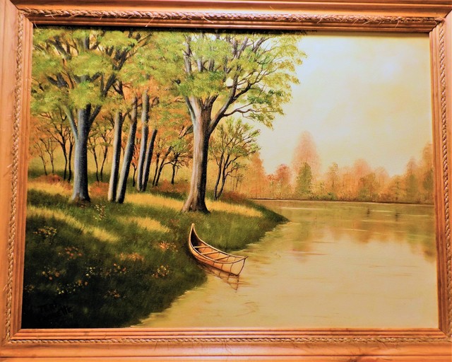 Teri Paquette  'The Lone Canoe', created in 2018, Original Painting Oil.