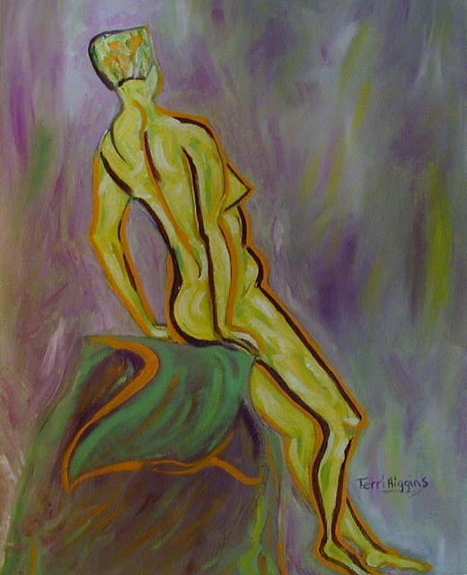 Artist Terri Higgins. 'The Pose' Artwork Image, Created in 2003, Original Watercolor. #art #artist