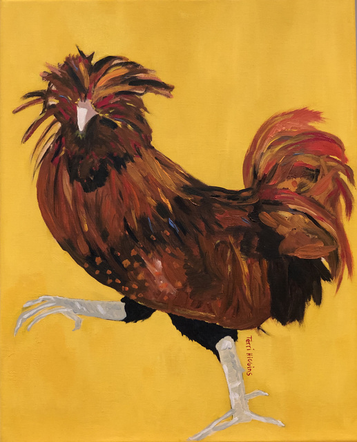 Artist Terri Higgins. 'Marie Antoinettes Chicken 3' Artwork Image, Created in 2020, Original Watercolor. #art #artist
