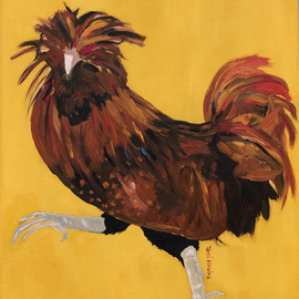 Terri Higgins: 'marie antoinettes chicken 3', 2020 Oil Painting, Birds. Artist Description: This is painting number 3 and part of a series of Marie Antoinette s chickens. Oil on Linen. ...