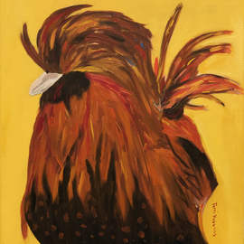 Terri Higgins: 'marie antoinettes chicken 4', 2020 Oil Painting, Birds. Artist Description: This is painting number 4 and part of a series ofMarie Antoinette s chickens in Versailles.  Oil on Linen. ...