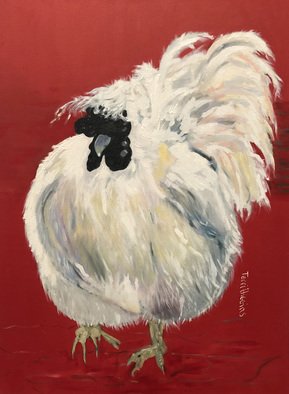 Terri Higgins: 'marie antoinettes chicken 5', 2022 Oil Painting, Birds. Painting number 5 in series of Marie Antoinette s chickens in Versailles.  Oil on linen.  Marie Antoinette s Chicken Number 5...