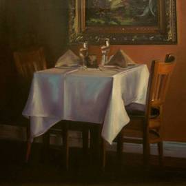 Thalia Stratton: 'Table for Two', 2009 Oil Painting, Interior. Artist Description:  Dining Interior ...