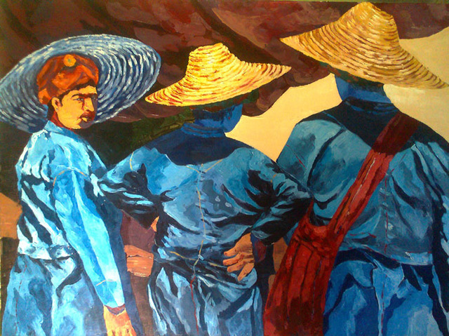 Artist Than Htike. 'Three Pa O Ladies' Artwork Image, Created in 2010, Original Painting Acrylic. #art #artist