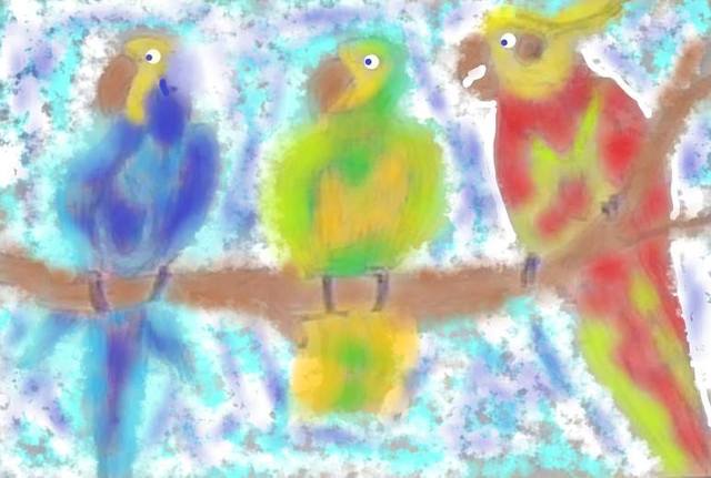 Artist Themis Koutras. 'Parrots' Artwork Image, Created in 2019, Original Computer Art. #art #artist