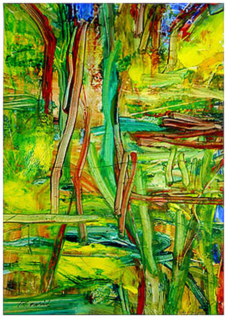 Theo Radic  'Eucalyptus Grove', created in 2007, Original Printmaking Woodcut.