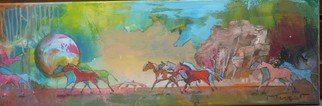 Thierry Merget: 'CHEVAL LIBERTE 2 de 5', 2016 Acrylic Painting, nature. HORSES, PONT, ARBRES, LIBERTE, bateauboatchild ...
