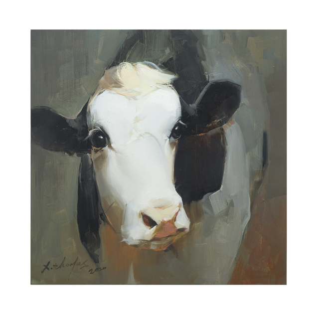 Artist Thomas Xie. 'Cow Painting On Canvas Art' Artwork Image, Created in 2020, Original Painting Oil. #art #artist